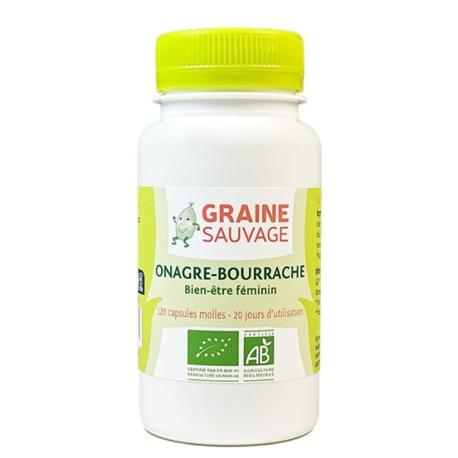 Huile Onagre-Bourrache Bio de 120 capsules de Graine Sauvage.