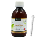 Flacon de 250ml de Peau et Pelage de Pilagreen, complément pour la santé et la beauté du pelage des chiens et chats.