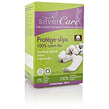 Une boite de protège-slip de coton bio de 30 unités de la marque Silver Care