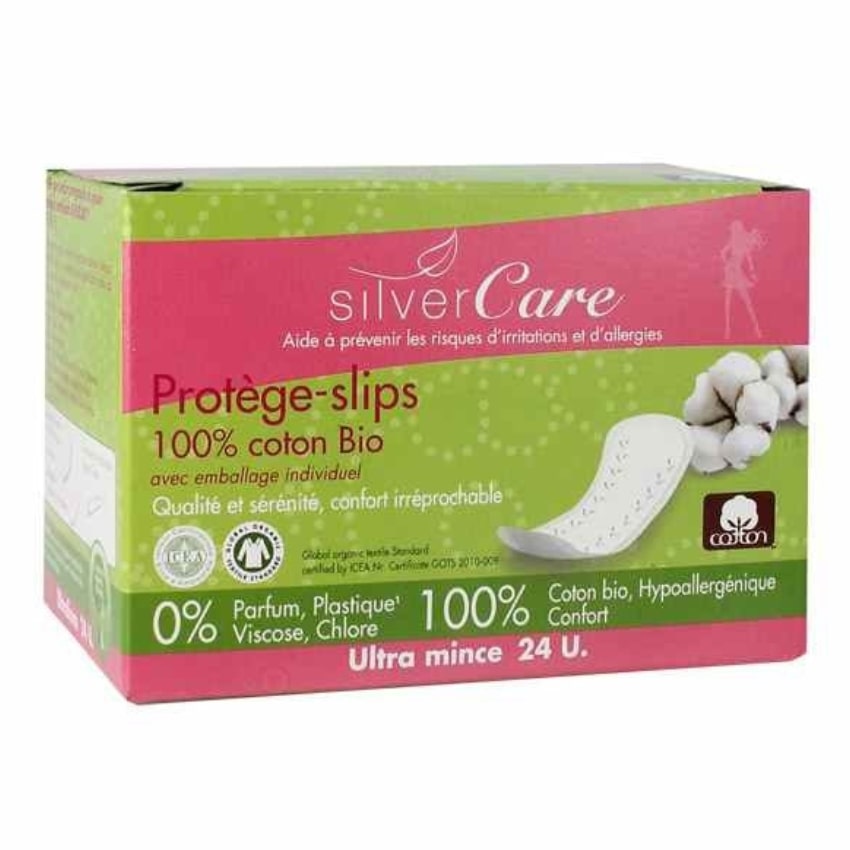 Un paquet de 24 protège-slips en coton bio Silver Care