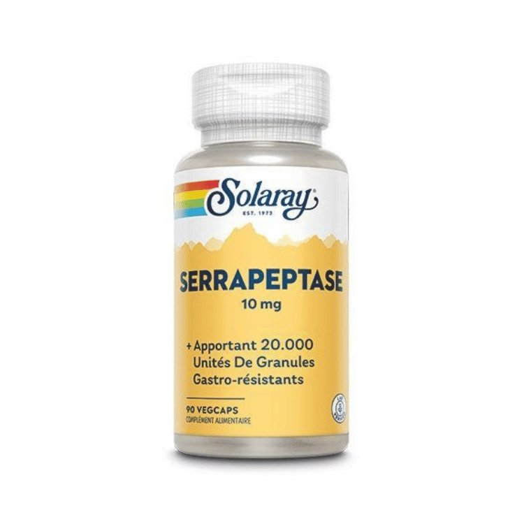 Boîte de 90 capsules de serrapeptase 10mg de la marque Solaray