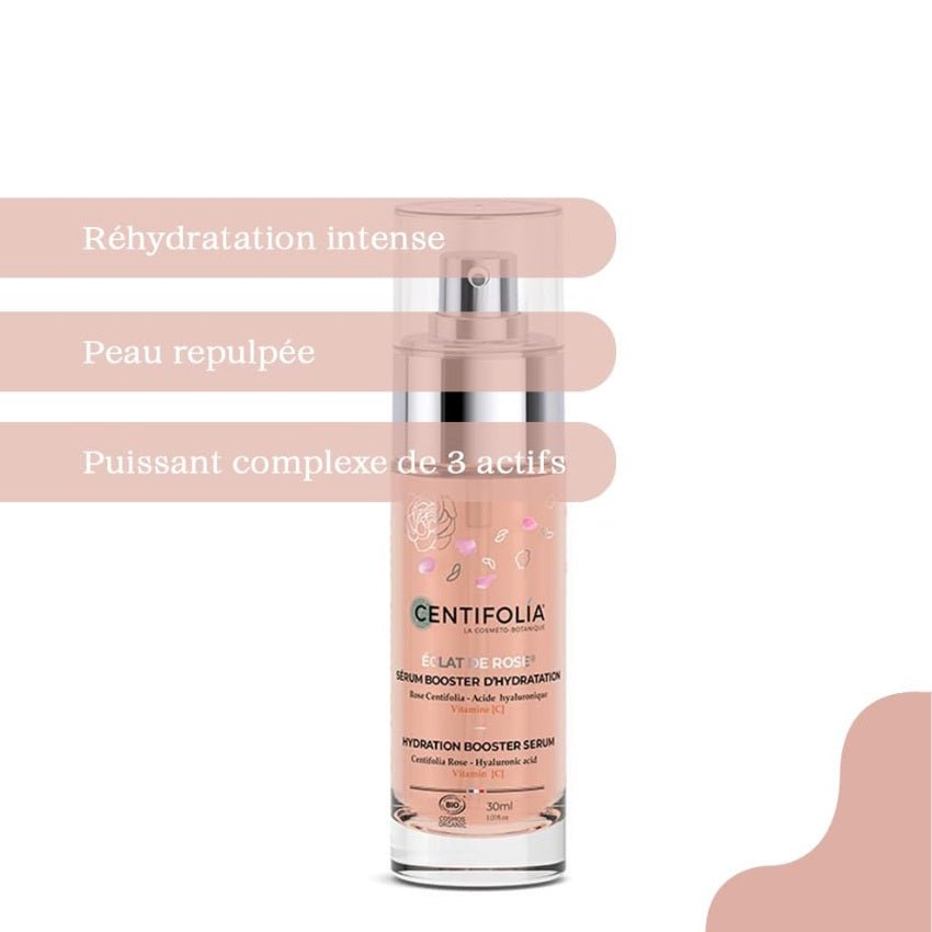 Les bénéfices du sérum d'hydratation eclat de rose de 30 ml de la marque Centifolia