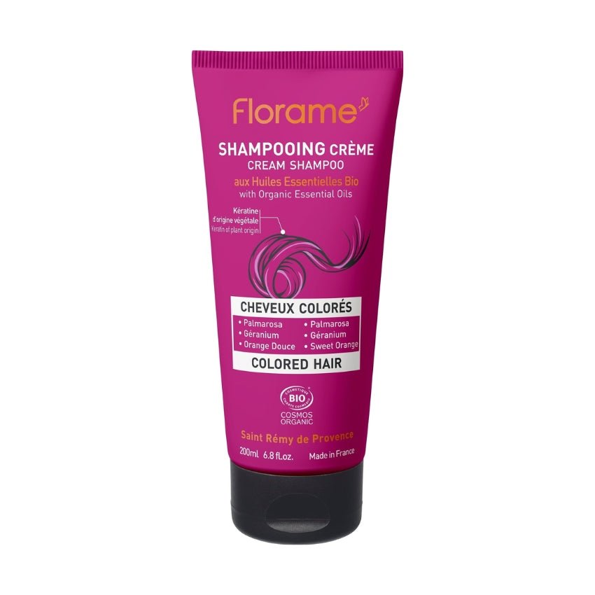 Un shampoing cheveux colorés de 200 ml de la marque Florame