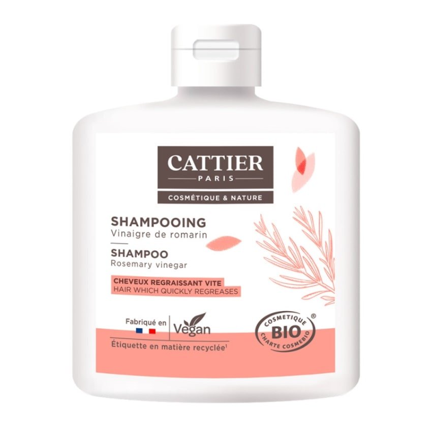 Un Shampoing Cheveux Gras Bio au Vinaigre de Romarin de 250 ml de la marque Cattier