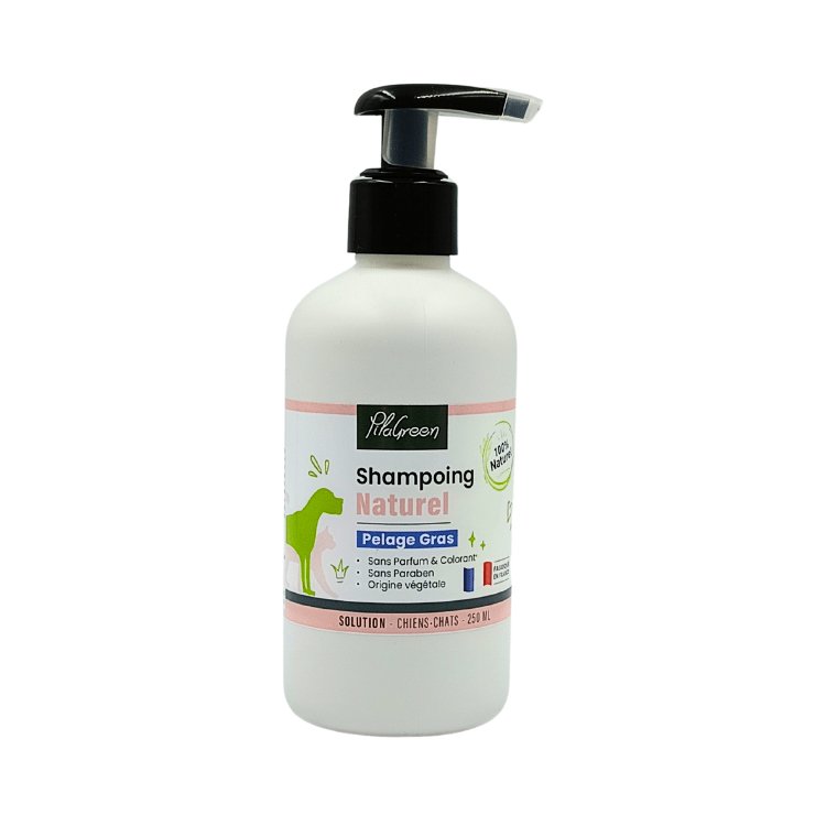 Shampooing pompe pour animaux au pelage gras de la marque Pilagreen