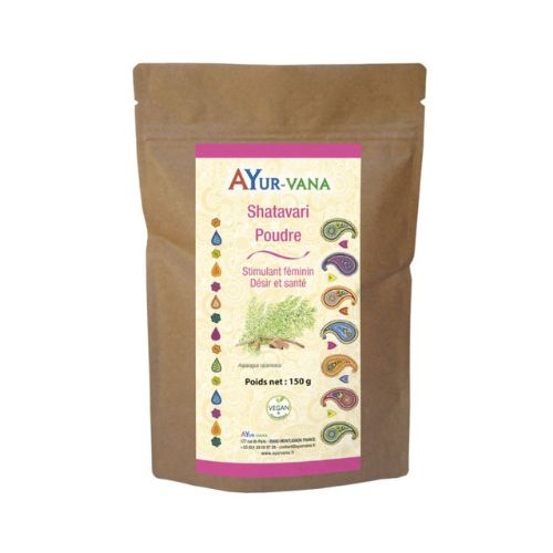 sachet hermétique de shatavari en poudre de 150g de la marque auyr-vana