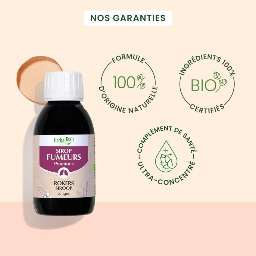 Les garanties du Un Sirop des Fumeurs Bio HerbalGem de 250ml