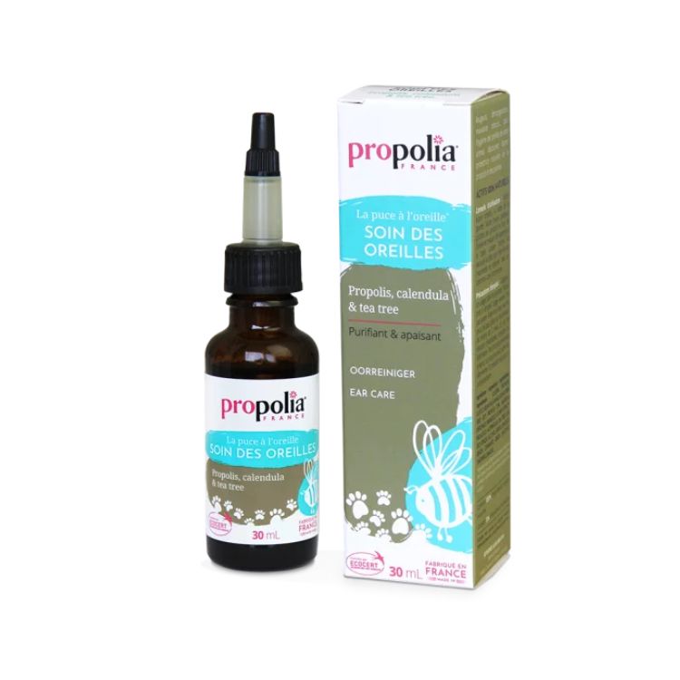 Soin des oreilles pour animaux - 30ml - Propolia - Formule naturelle avec propolis, calendula, tea tree.