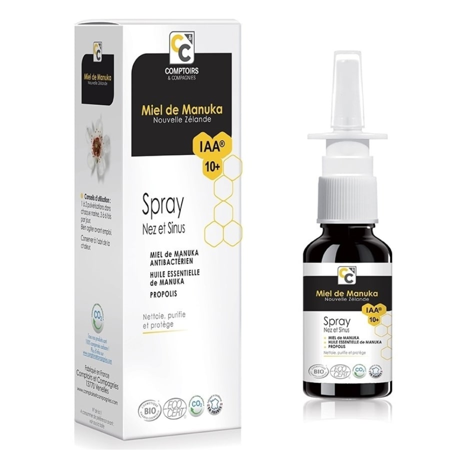 Un Spray de 15ml pour Nez Et Sinus, Bio, au Miel De Manuka Iaa 10+, de la marque Comptoirs et compagnies