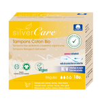 Boîte de 18 tampons en coton bio flux régulier sans applicateur de la marque Silver Care