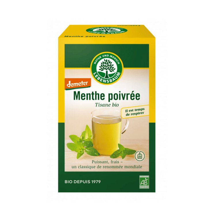 20 sachets de tisane bio à la menthe poivrée de la marque Lebensbaum