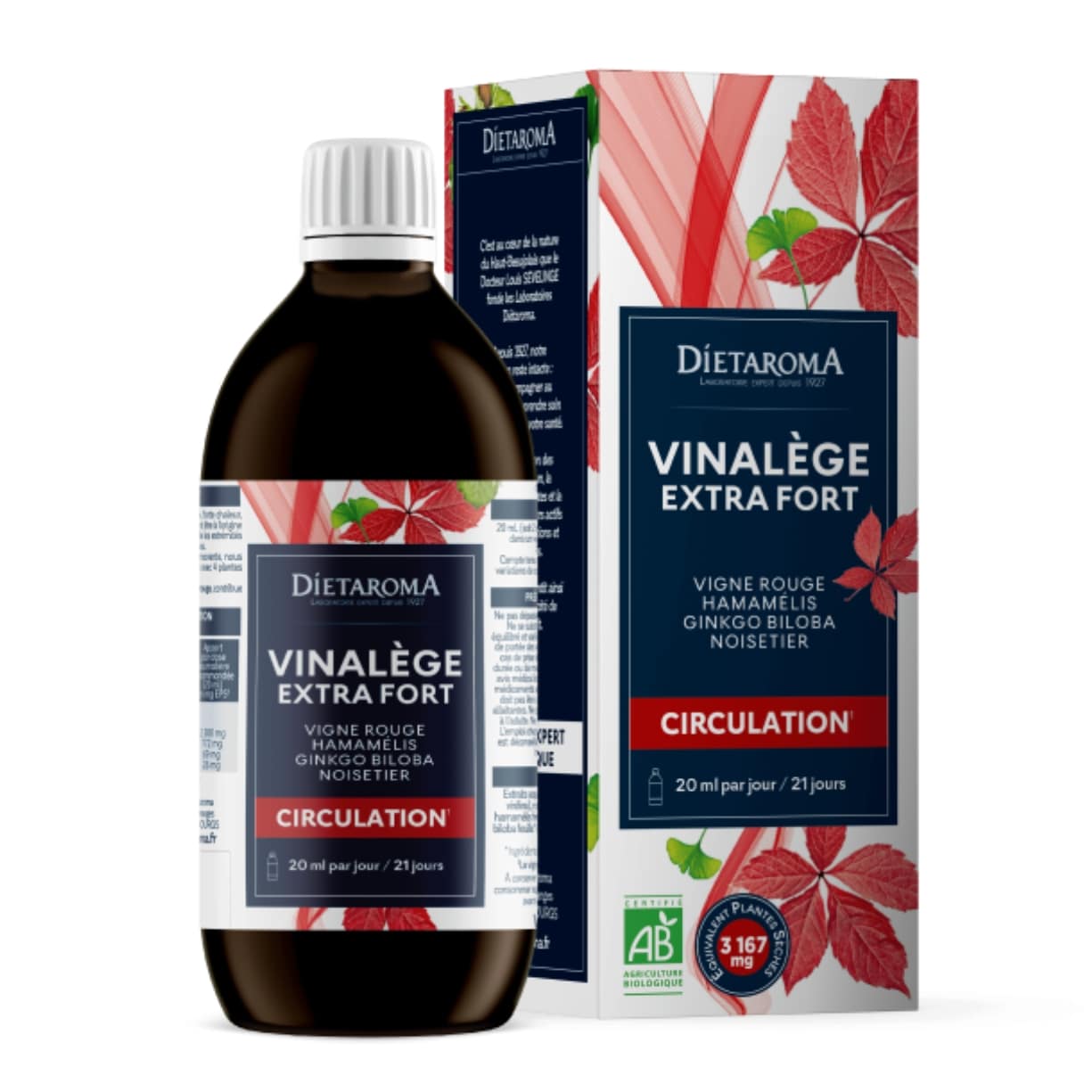 Un flacon de 450 ml de Vinalège Circulation Bio de la marque Dietaroma.