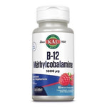 Un flacon de vitamine B12 méthylcobalamine 1000 µg, 90 micro-comprimés, de la marque KAL