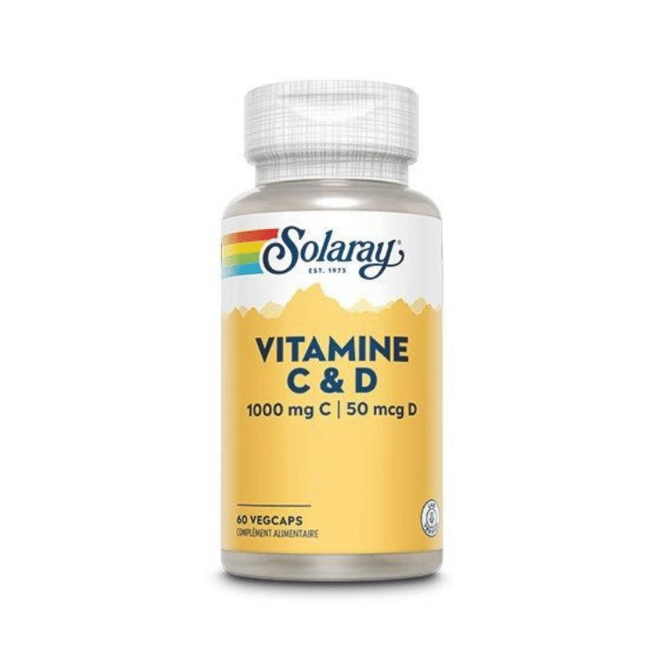 Boîte de 60 capsules de vitamine C 1000mg et D 50mcg