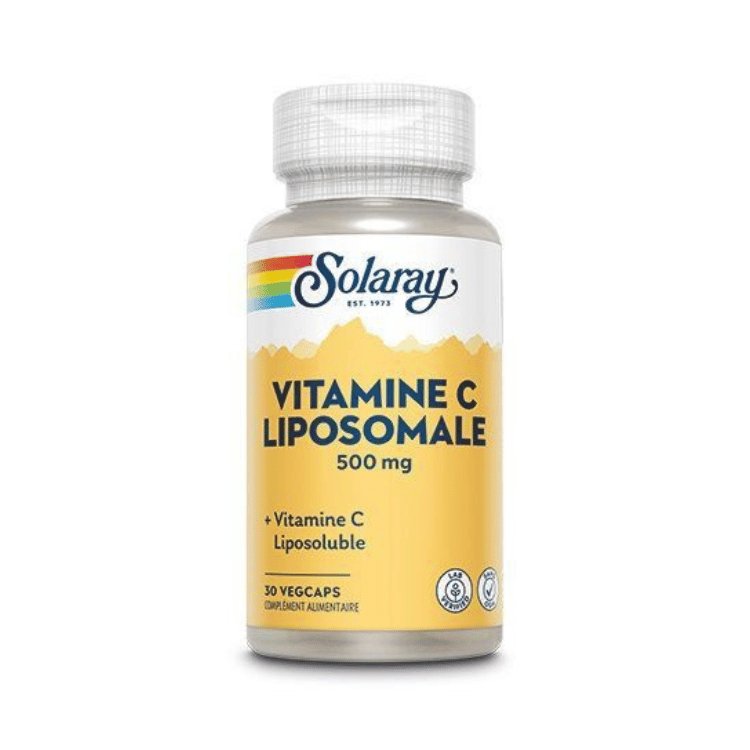 Boîte de 30 capsules de Vitamine C liposomale 500mg de la marque Solaray